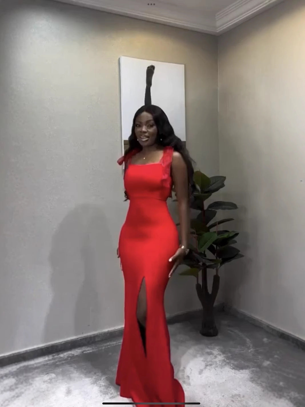 Suspenders low-cut sexy split package hip dress long dress solid color dresses women