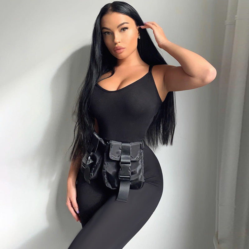 Fashion solid color yoga sports jumpsuit for women