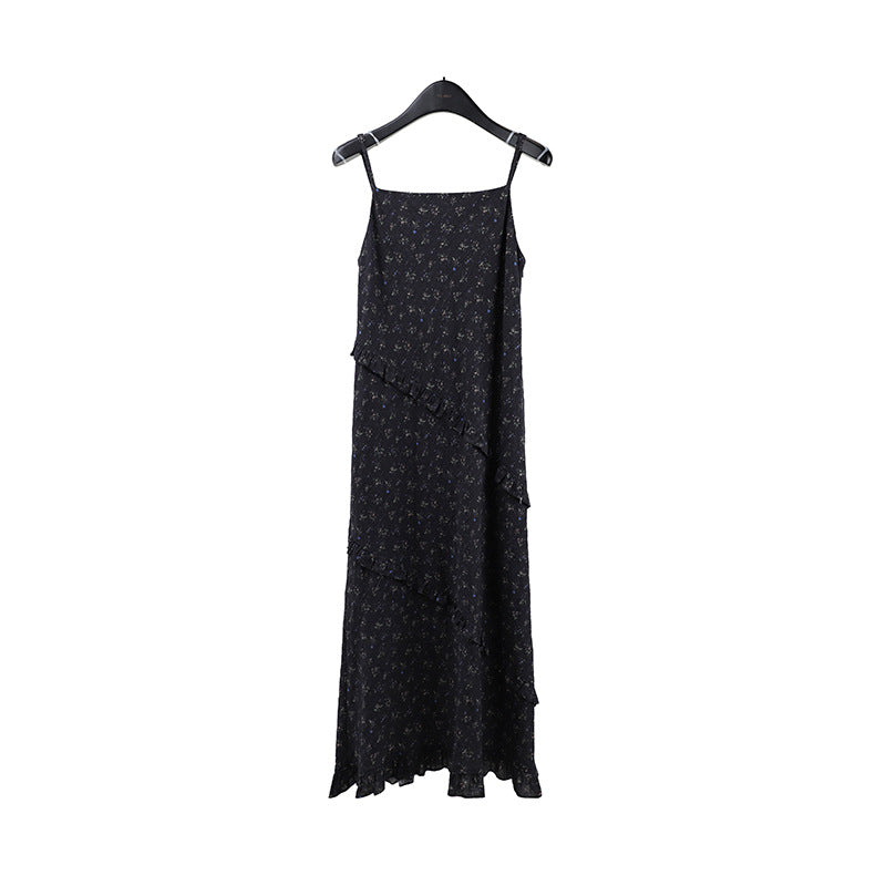 Crushed Flower Halter Dress Summer New Design Long Dresses