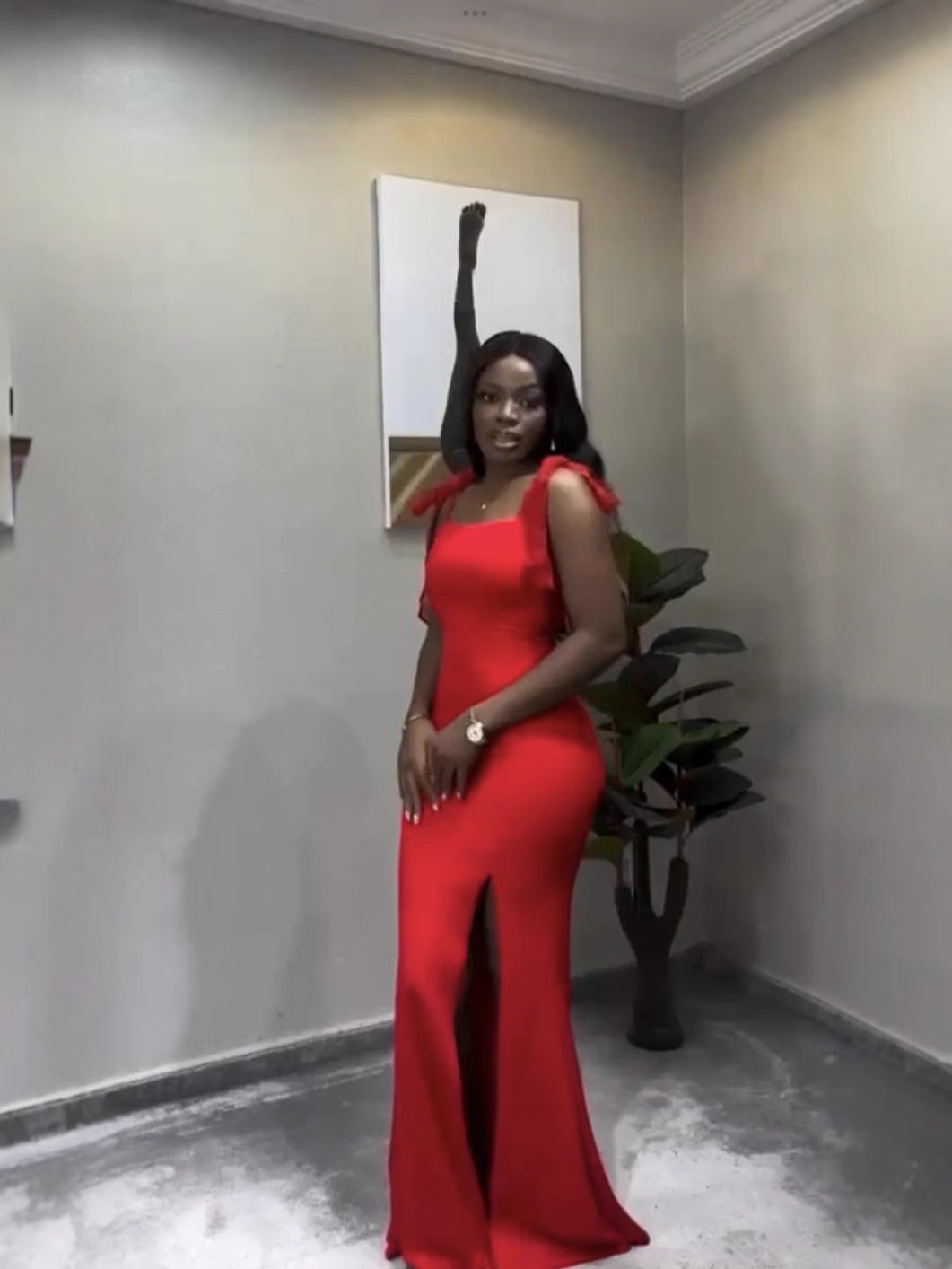Suspenders low-cut sexy split package hip dress long dress solid color dresses women