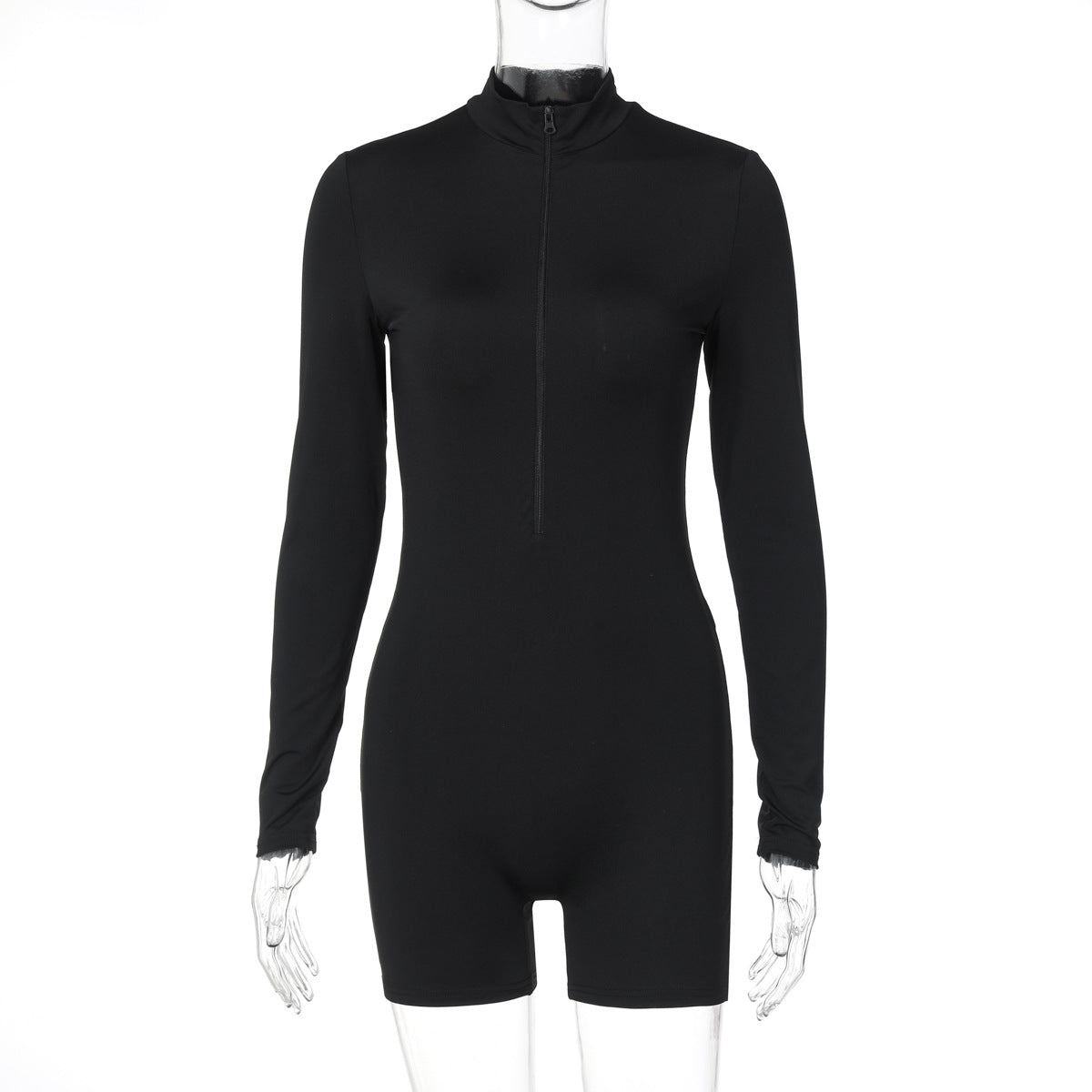 Long-sleeved high-neck zippered slim hip-lifting fashionable sports jumpsuit