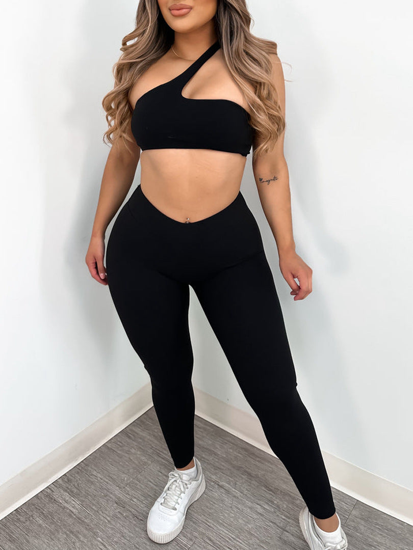 Solid color vest slim fit hip-lifting trousers sports yoga set