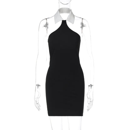 Fashionable halter neck sexy backless slim fit hip dress
