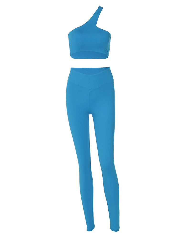 Solid color vest slim fit hip-lifting trousers sports yoga set