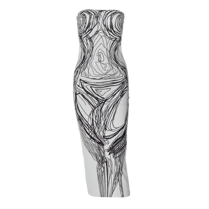Digital Printed Busty Midi Dress