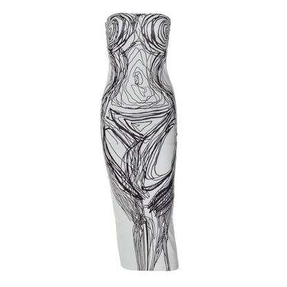 Digital Printed Busty Midi Dress