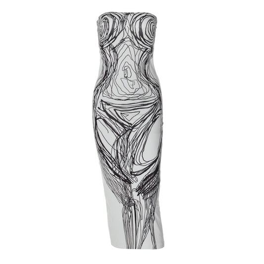 Digital Printed Busty Midi Dress