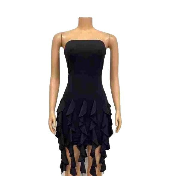 New fluttering strap breastplain sexy backless package hip ruffle dress women's clothing