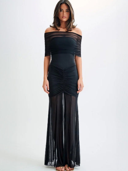 Long dress breast splicing backless Slim long dress sexy fashion women's clothing