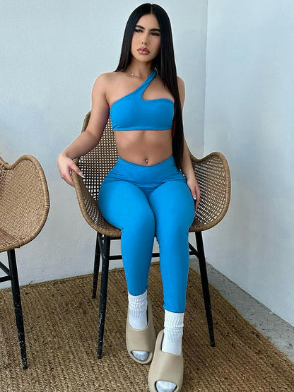 Solid color vest slim fit hip-lifting trousers sports yoga set
