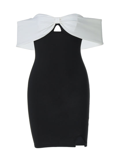 Sexy contrast color tube top dress