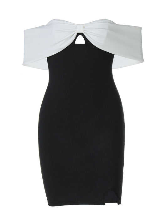 Sexy contrast color tube top dress