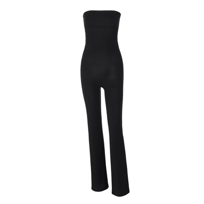 Slim Fit Solid Color Tube Top Jumpsuit
