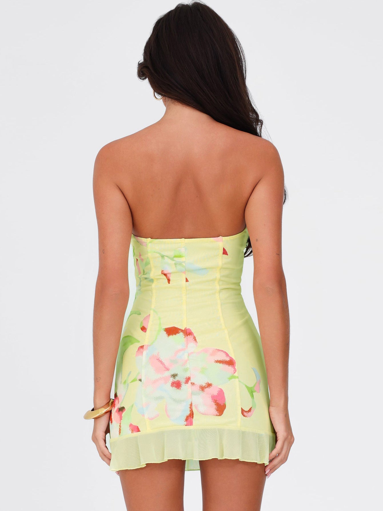 Fashion Printed Sleeveless Tube Top Miniskirt Slim Fit Hip Dress