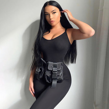 Fashion solid color yoga sports jumpsuit for women