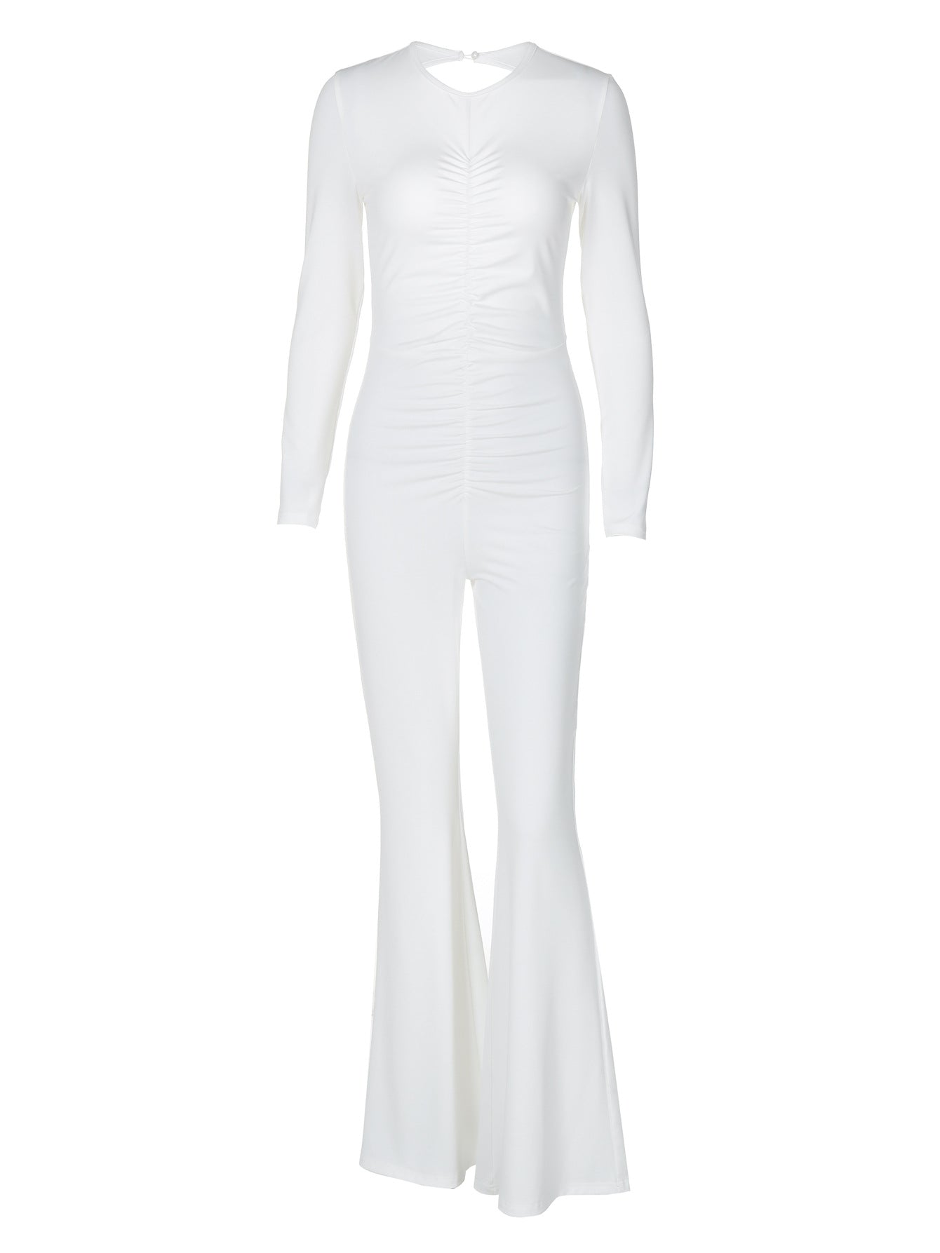 Solid color long sleeve sexy backless fashion slim fit jumpsuit
