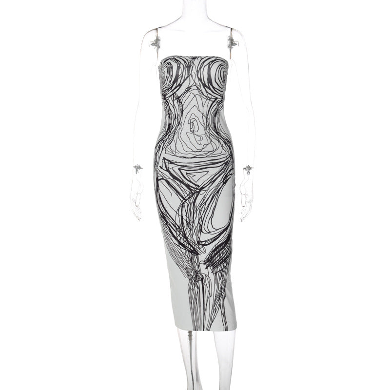 Digital Printed Busty Midi Dress