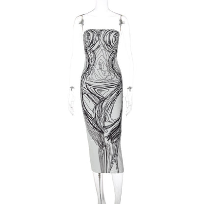 Digital Printed Busty Midi Dress