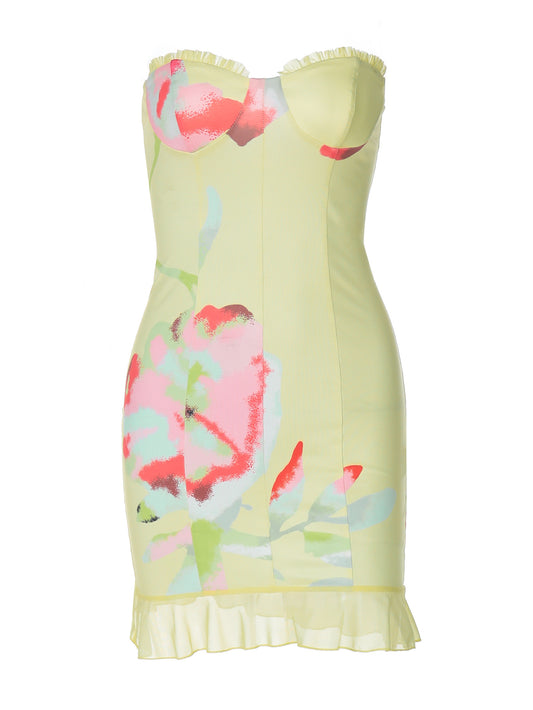 Fashion Printed Sleeveless Tube Top Miniskirt Slim Fit Hip Dress