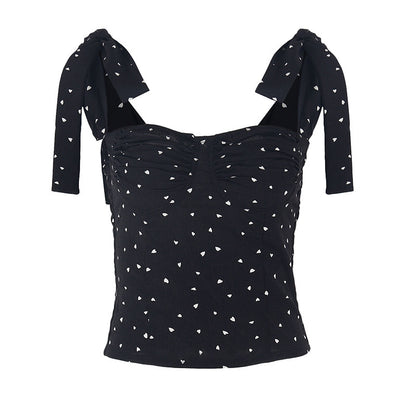 Women's Pleated Floral Lace-Up Vest