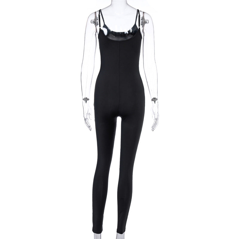Fashion solid color yoga sports jumpsuit for women