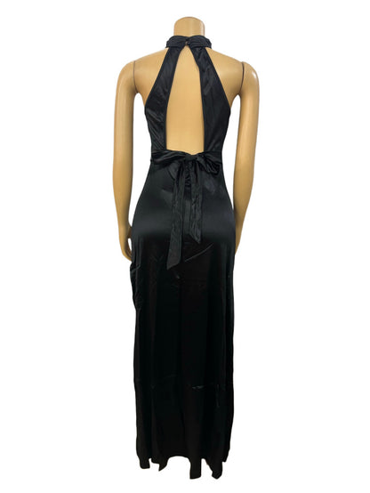 Half-high neck strapless sexy hollow backless tie package hip irregular dress women's clothing
