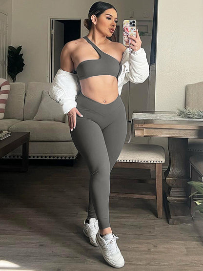 Solid color vest slim fit hip-lifting trousers sports yoga set