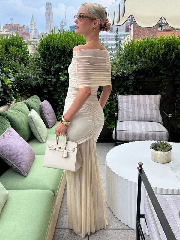 Long dress breast splicing backless Slim long dress sexy fashion women's clothing