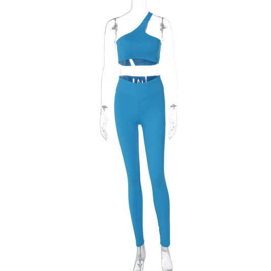 Solid color vest slim fit hip-lifting trousers sports yoga set