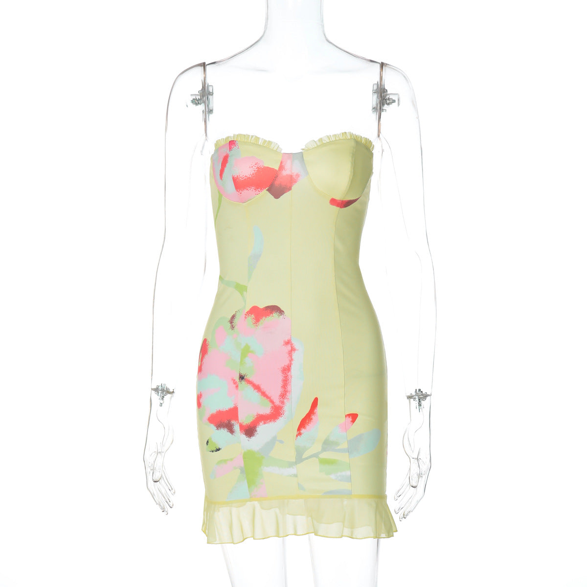 Fashion Printed Sleeveless Tube Top Miniskirt Slim Fit Hip Dress