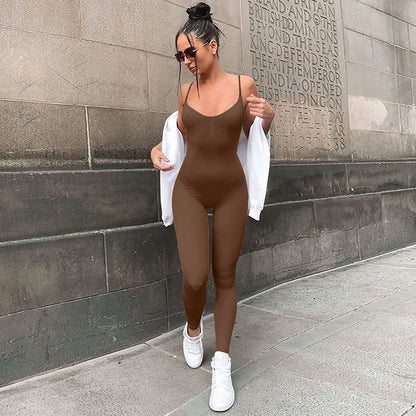 Fashion solid color yoga sports jumpsuit for women