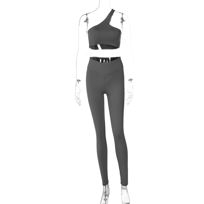 Solid color vest slim fit hip-lifting trousers sports yoga set
