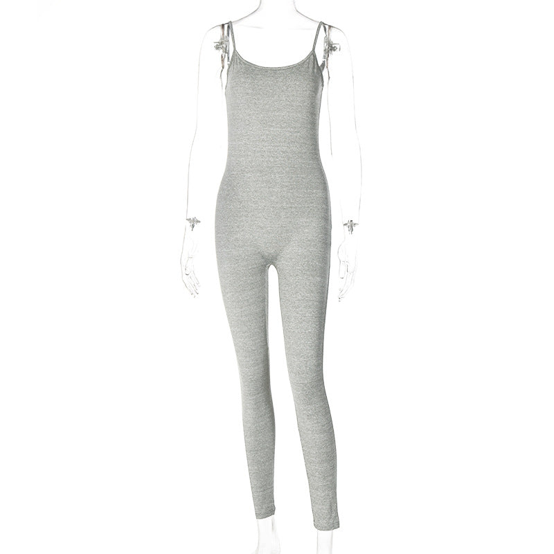 Fashion solid color yoga sports jumpsuit for women